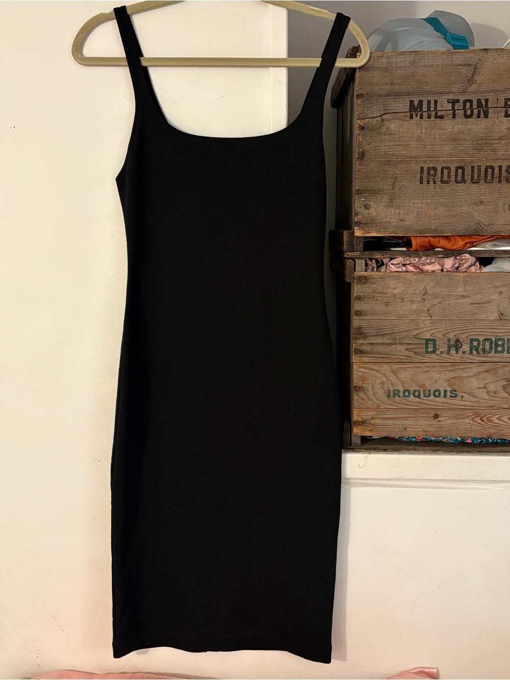 Zara Trafaluc Black Tank Bodycon Midi Dress Size 28 - Classic Minimalist